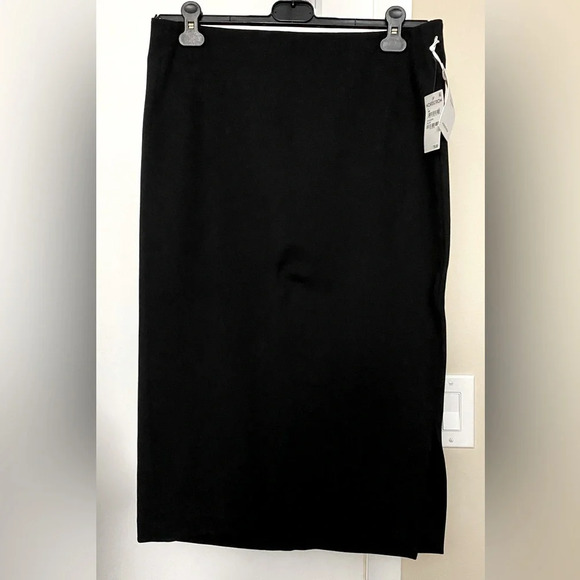 NWT Black Scuba Midi Skirt Black Size Large - Picture 1 of 6